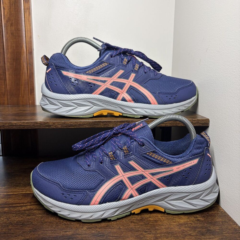Size 8.5 Wide Womens - ASICS Gel Venture 9 Indigo Blue Papaya Trail Running Shoe